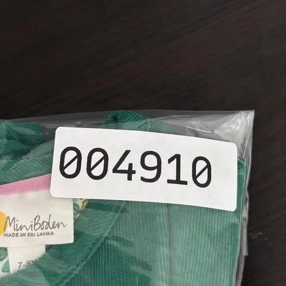 Mini Boden Dress Girls 7-8Y Corduroy Ruffle Sleeve Heart Pockets A-Line Green - Picture 10 of 10